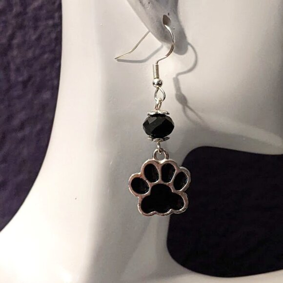 Handmade Jewelry - Paw Print Drop Earrings